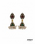 Auralin Pearl Drop Antique Jhumka Earrings
