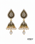 Auralin Royal Pearl Antique Jhumka Earrings