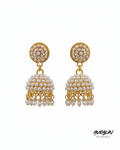 Auralin Gold Pearl Cluster Jhumka Earrings